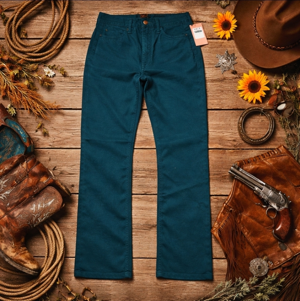 New Jen7 enhance me slim straight peacock dark teal jeans sz 2